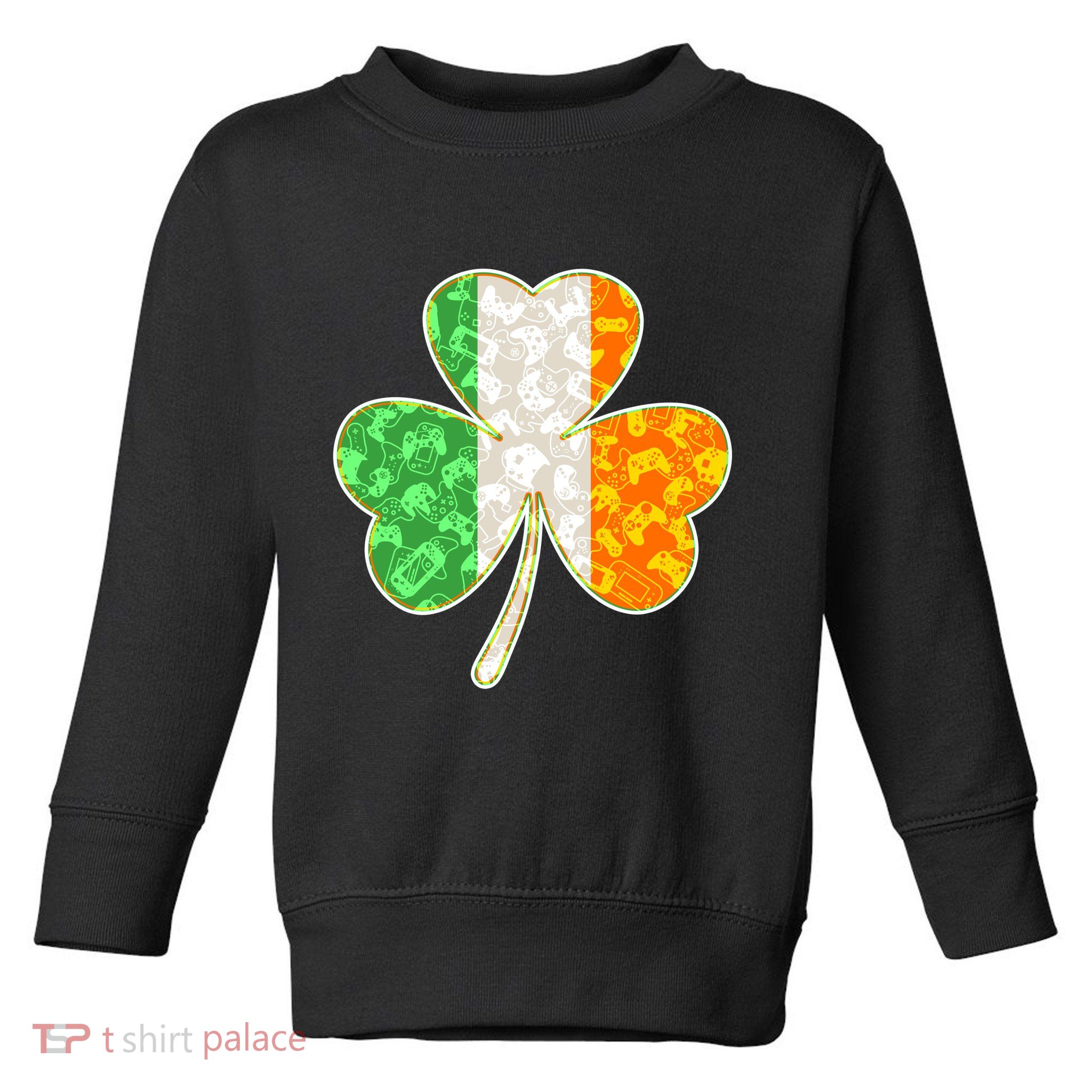 St Patrick's Day Video Gamer Shamrock Clover Toddler Sweatshirt