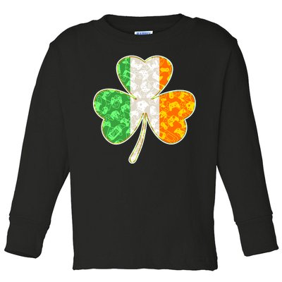 St Patrick's Day Video Gamer Shamrock Clover Toddler Long Sleeve Shirt