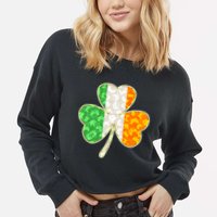 St Patrick's Day Video Gamer Shamrock Clover Cropped Pullover Crew