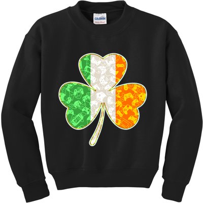 St Patrick's Day Video Gamer Shamrock Clover Kids Sweatshirt