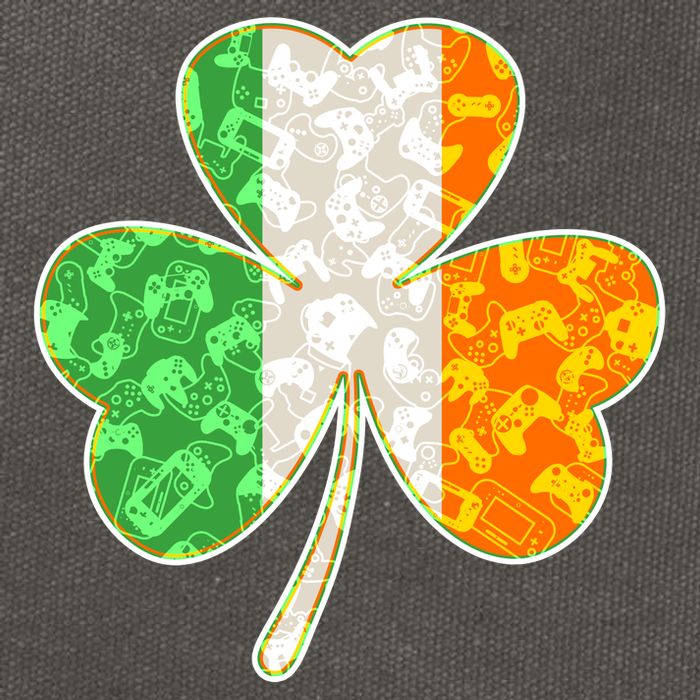 St Patrick's Day Video Gamer Shamrock Clover Cotton Canvas Backpack