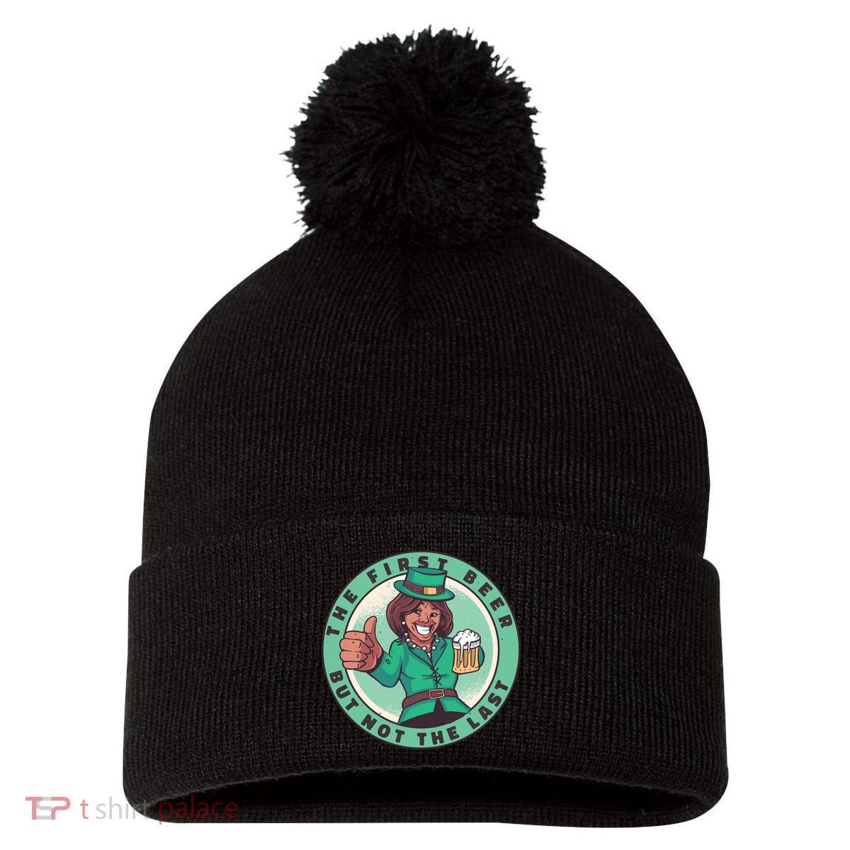 St Patricks Kamala Harris Pom Pom 12in Knit Beanie