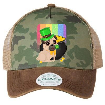 St Patrick's Pug Pot Of Gold Legacy Tie Dye Trucker Hat