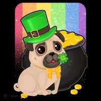 St Patrick's Pug Pot Of Gold Stripe Pom Pom Beanie