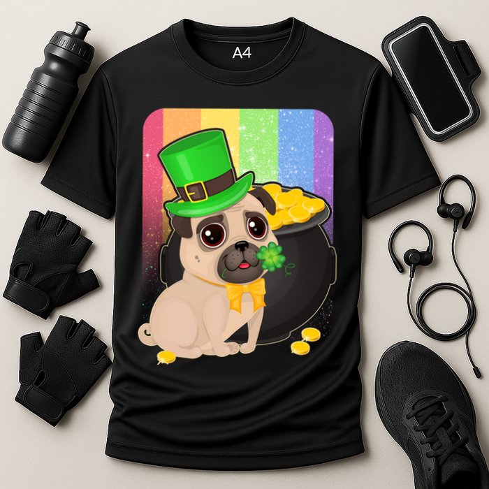 St Patrick's Pug Pot Of Gold Cooling Performance Crew T-Shirt