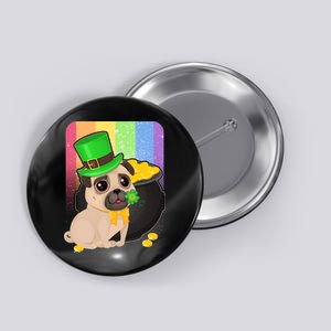 St Patrick's Pug Pot Of Gold Button