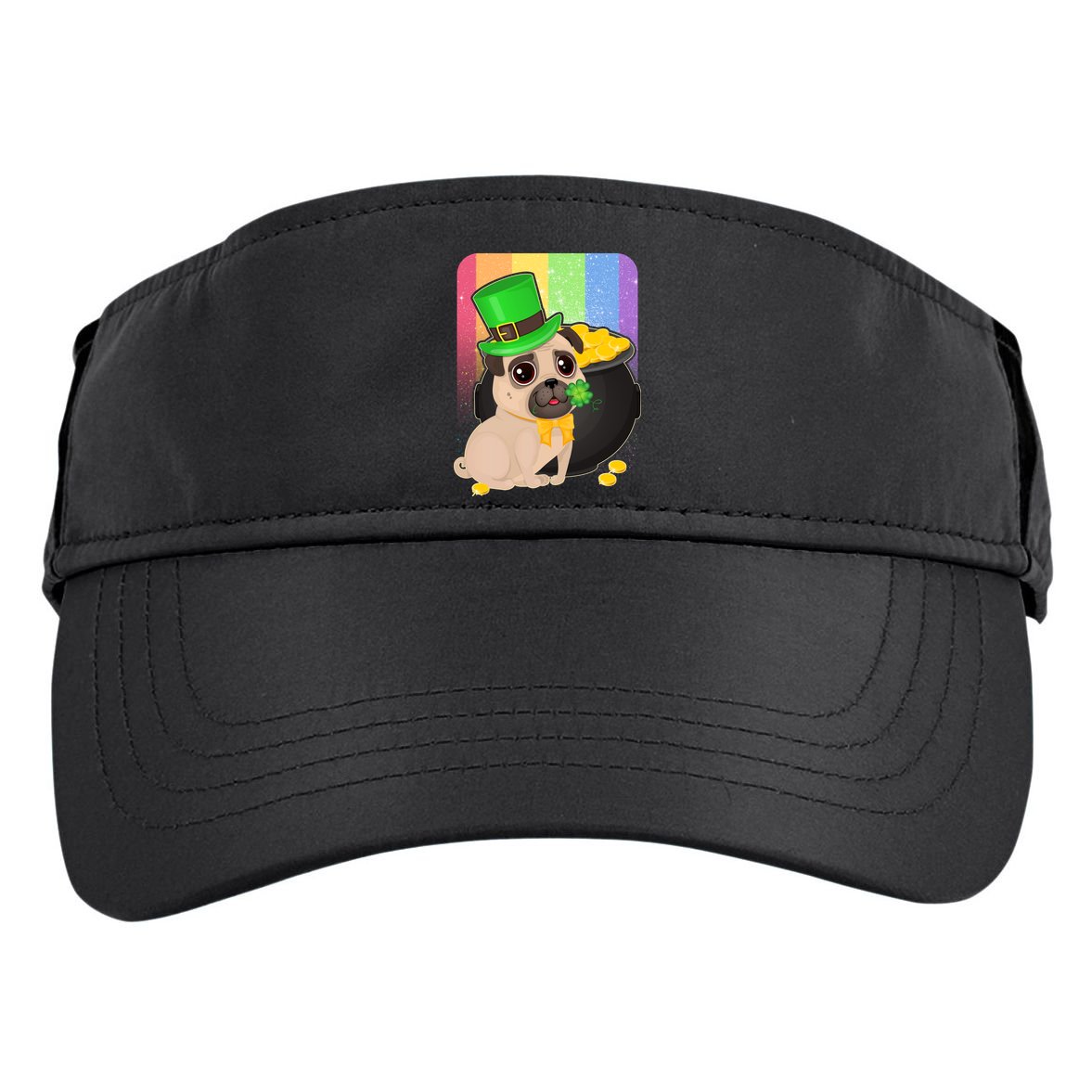 St Patrick's Pug Pot Of Gold Adult Drive Performance Visor
