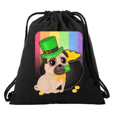 St Patrick's Pug Pot Of Gold Drawstring Bag