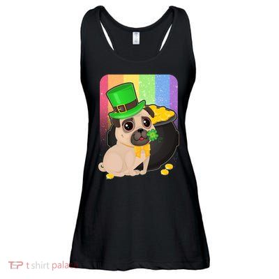 St Patrick's Pug Pot Of Gold Ladies Essential Flowy Tank