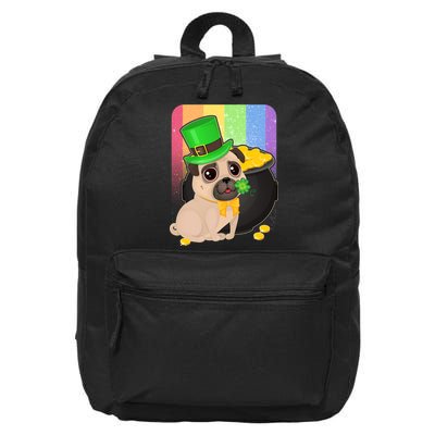 St Patrick's Pug Pot Of Gold 16 in Basic Backpack