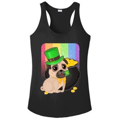 St Patrick's Pug Pot Of Gold Ladies PosiCharge Competitor Racerback Tank