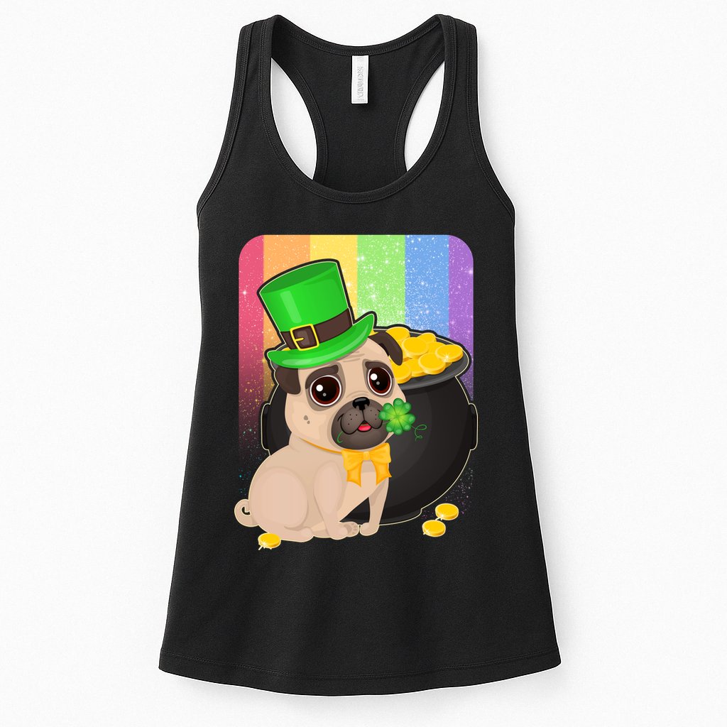 St Patrick's Pug Pot Of Gold Womens Tank Top