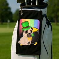St Patrick's Pug Pot Of Gold Golf Towel