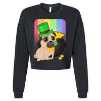 St Patrick's Pug Pot Of Gold Cropped Pullover Crew