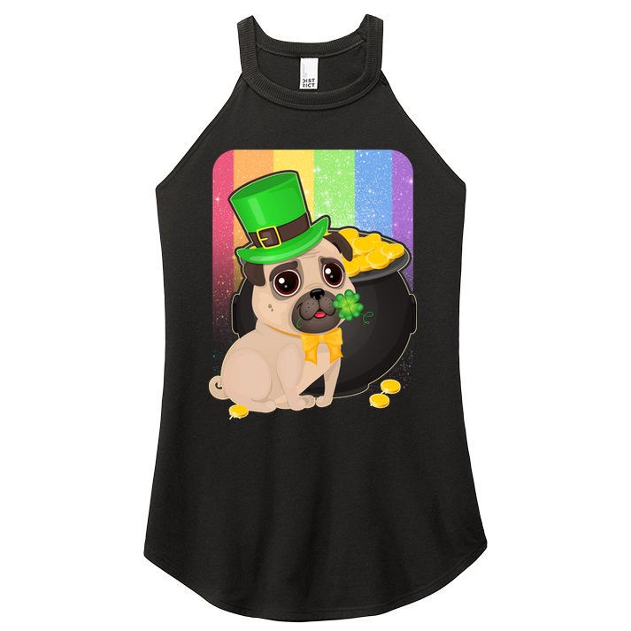St Patrick's Pug Pot Of Gold Women's Perfect Tri Rocker Tank
