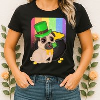 St Patrick's Pug Pot Of Gold Womens T-Shirt