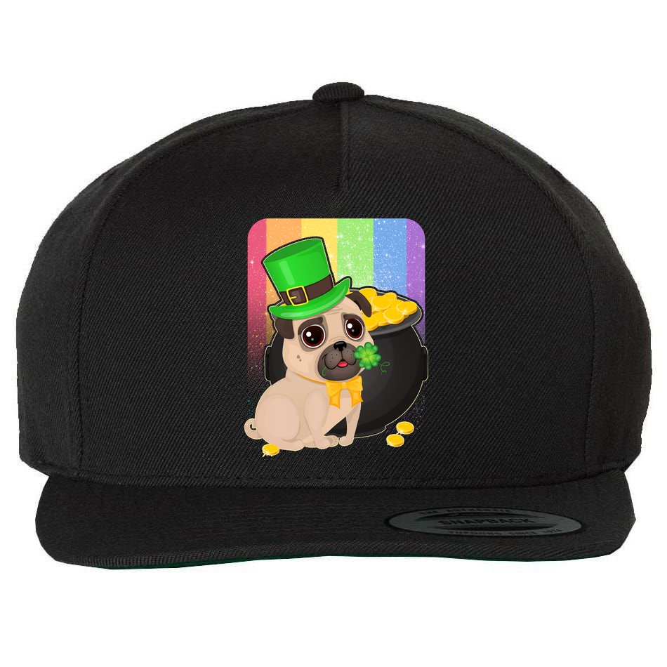 St Patrick's Pug Pot Of Gold Wool Snapback Cap