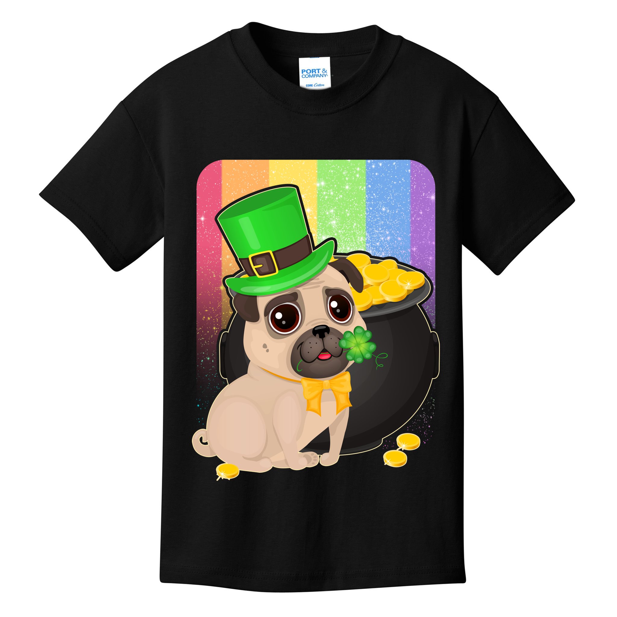 St Patrick's Pug Pot Of Gold Kids T-Shirt