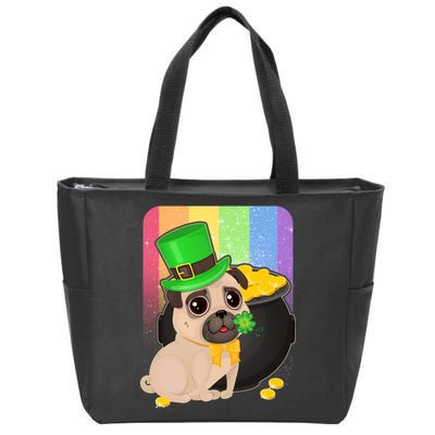 St Patrick's Pug Pot Of Gold Zip Tote Bag