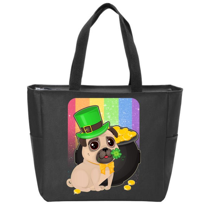 St Patrick's Pug Pot Of Gold Zip Tote Bag