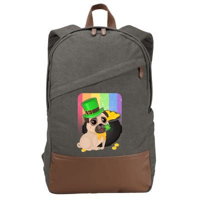 St Patrick's Pug Pot Of Gold Cotton Canvas Backpack