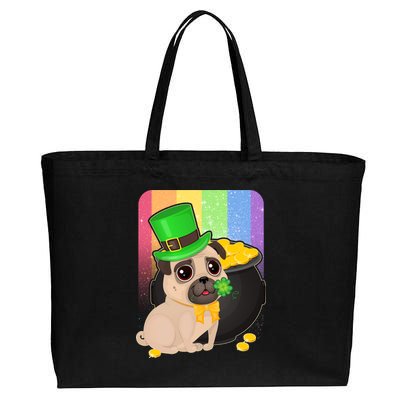 St Patrick's Pug Pot Of Gold Cotton Canvas Jumbo Tote