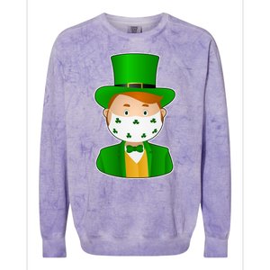 St Pattys Day Quarantine Leprechaun Masked Colorblast Crewneck Sweatshirt