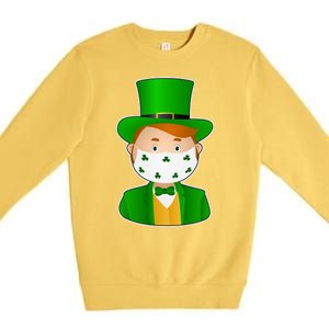 St Pattys Day Quarantine Leprechaun Masked Premium Crewneck Sweatshirt