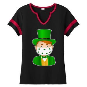 St Pattys Day Quarantine Leprechaun Masked Ladies Halftime Notch Neck Tee