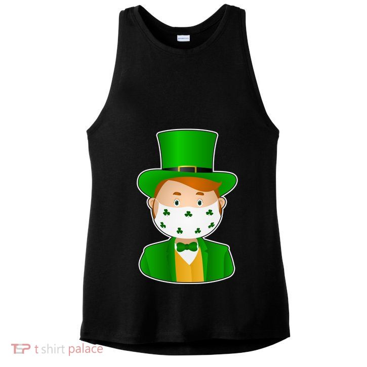 St Pattys Day Quarantine Leprechaun Masked Ladies PosiCharge Tri-Blend Wicking Tank
