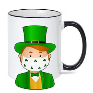 St Pattys Day Quarantine Leprechaun Masked 11oz Black Color Changing Mug