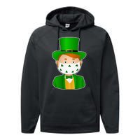 St Pattys Day Quarantine Leprechaun Masked Performance Fleece Hoodie