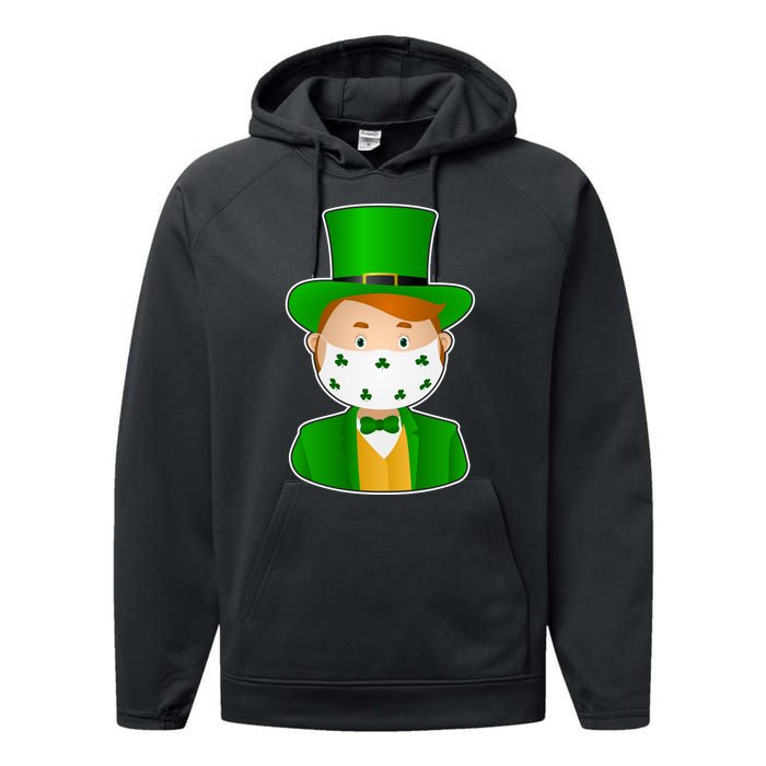 St Pattys Day Quarantine Leprechaun Masked Performance Fleece Hoodie