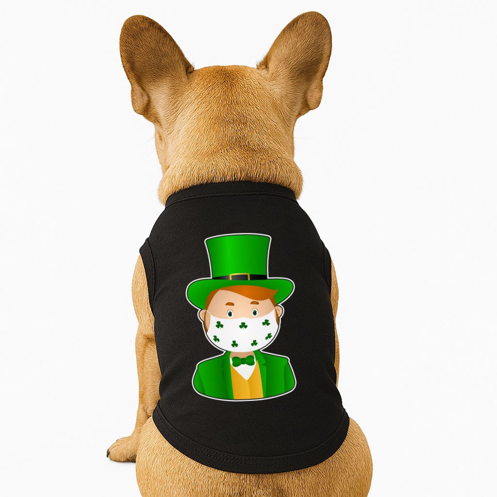 St Pattys Day Quarantine Leprechaun Masked Doggie Tank