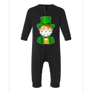 St Pattys Day Quarantine Leprechaun Masked Infant Fleece One Piece