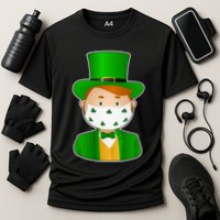 St Pattys Day Quarantine Leprechaun Masked Cooling Performance Crew T-Shirt