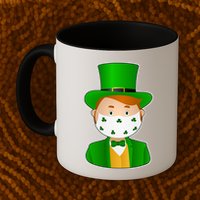 St Pattys Day Quarantine Leprechaun Masked Mug
