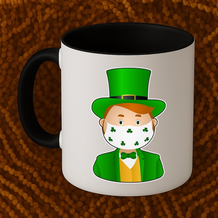 St Pattys Day Quarantine Leprechaun Masked Mug