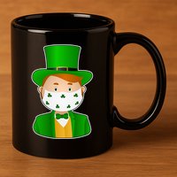 St Pattys Day Quarantine Leprechaun Masked 11oz C Handle Ceramic Mug