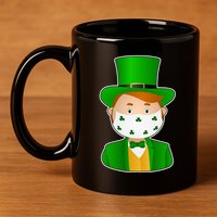 St Pattys Day Quarantine Leprechaun Masked 11oz C Handle Ceramic Mug