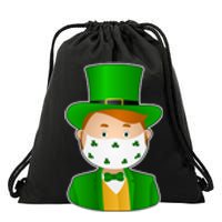 St Pattys Day Quarantine Leprechaun Masked Drawstring Bag