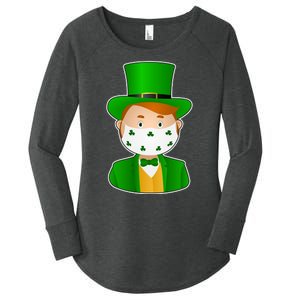 St Pattys Day Quarantine Leprechaun Masked Women's Perfect Tri Tunic Long Sleeve Shirt