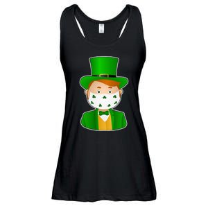 St Pattys Day Quarantine Leprechaun Masked Ladies Essential Flowy Tank