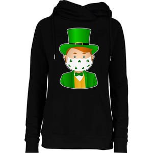 St Pattys Day Quarantine Leprechaun Masked Womens Funnel Neck Pullover Hood