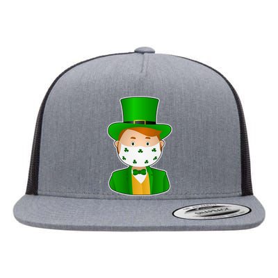 St Pattys Day Quarantine Leprechaun Masked Flat Bill Trucker Hat