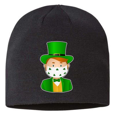 St Pattys Day Quarantine Leprechaun Masked Sustainable Beanie