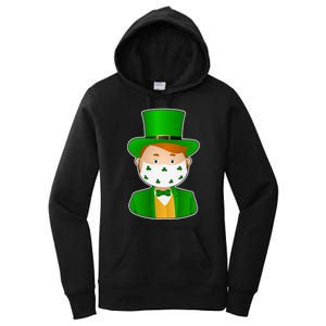 St Pattys Day Quarantine Leprechaun Masked Women's Pullover Hoodie