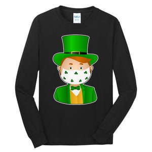 St Pattys Day Quarantine Leprechaun Masked Tall Long Sleeve T-Shirt