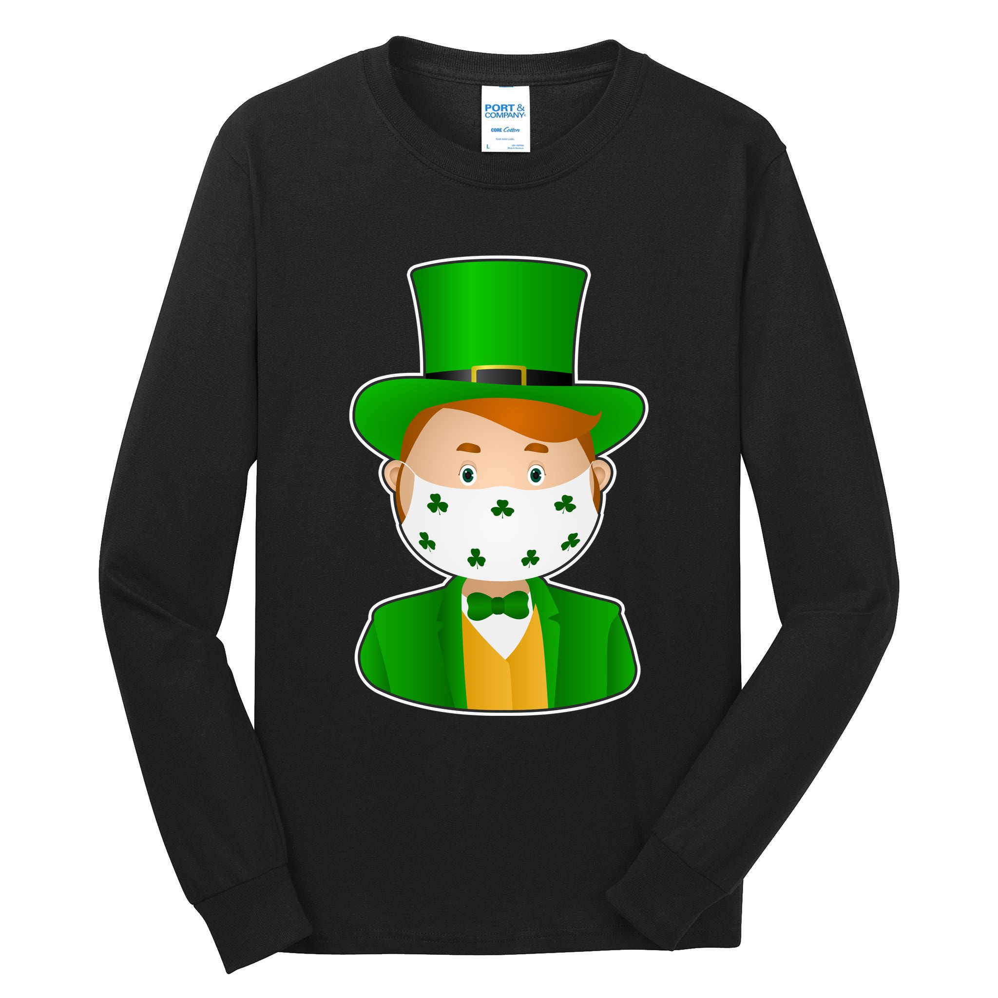 St Pattys Day Quarantine Leprechaun Masked Tall Long Sleeve T-Shirt