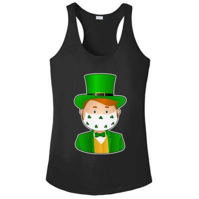 St Pattys Day Quarantine Leprechaun Masked Ladies PosiCharge Competitor Racerback Tank
